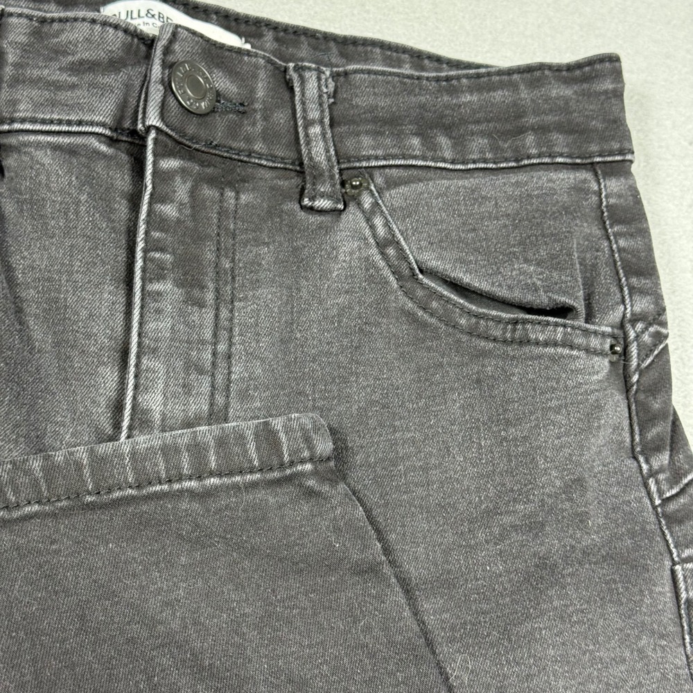 Pull&Bear Womens High Waisted Skinny Jeans Washed Black Denim Size 6
